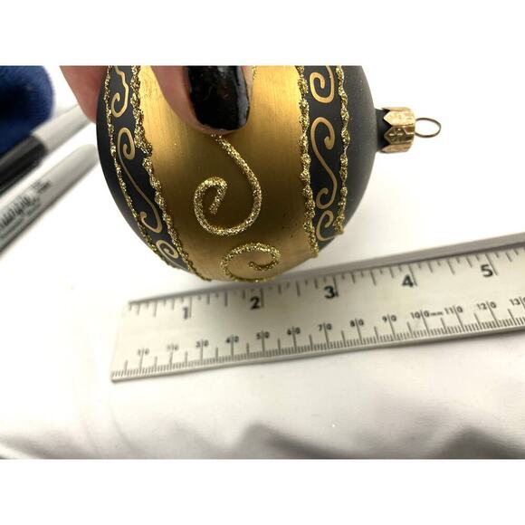 Lot of 10 Holiday Ornaments Christmas Glitter Bulbs Balls Pinecone Gold - Picture 15 of 16